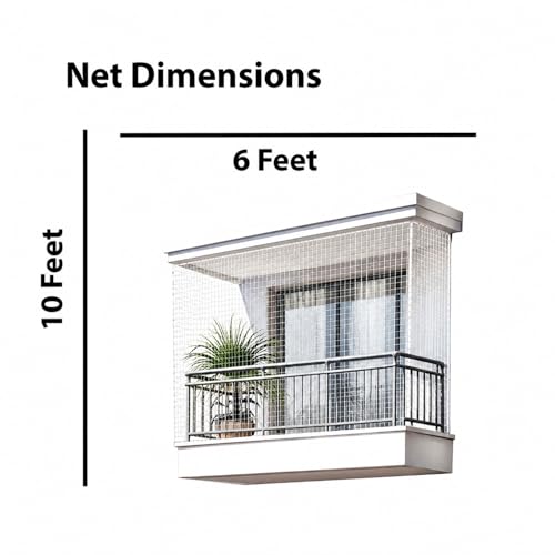 Image of Homestan Heavy Duty HDPE Pigeon Net with Installation Kit for Balcony, White Anti Bird Control Mesh for Window, Terrace, Grill, Duct and AC Outdoor Unit (10 x 6 Feet, White)