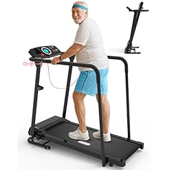 CIIHI Laufband für Senioren – Laufband für Zuhause Klappbar mit 136 kg Traglast, Langen Handläufen – Wiederherstellung & Fitness | mit Herzfrequenzmessung