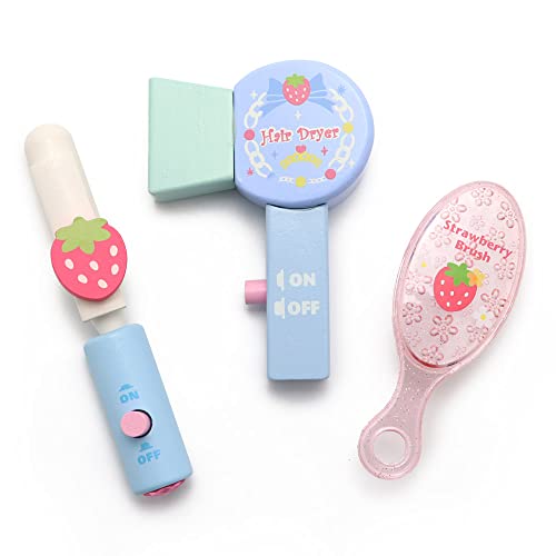 マザーガーデン 野いちご 木製 ままごと 《おもちゃ ヘア アイロン ドライヤー ブラシ  3点セット・ブルー》おしゃれ メイク ごっこ 998-50415