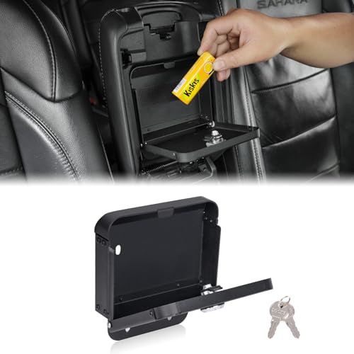 MAIKER Metal Center Console Hidden Organizer Box with Lock Compatible with Jeep Wrangler JL/JLU 4XE...