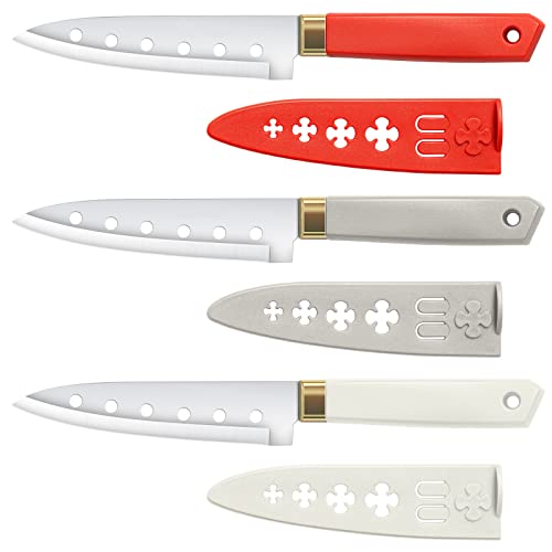 Dsmile 3Pcs 4.8 Inch Paring knives Chef's Knives Block Knife Sets Peeling Knife Fruit and Vegetable Knife Stainless Steel Kitchen Utility Knives with Blade Guards