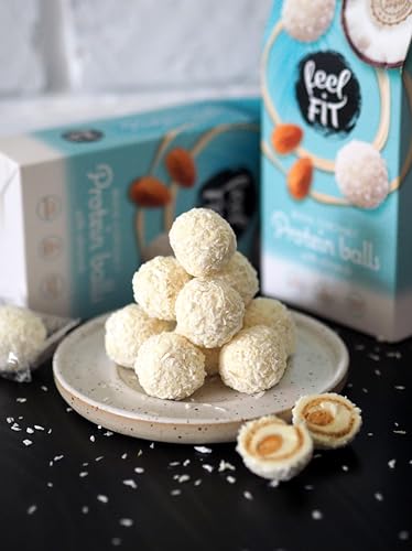 feel FIT Zuckerfreie Kokos-Pralinen mit Mandeln, ohne Zuckerzusatz, 17% Eiweiß, 63 g