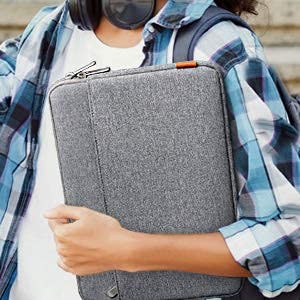 Image of Dynotrek Protector 15.6 inch Laptop Sleeve Case, with Charger Pouch Shockproof Protective Cover, Accessory Pocket, Briefcase Carrying Computer Hand Bag, HP, ASUS, Dell, Lenovo, Acer -Denim Grey