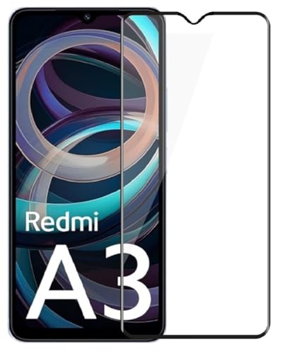 Image of SENBUN Tempered Glass Screen Protector Compatible for Redmi A3 5G with Edge to Edge Coverage and Easy Installation Kit, Pack of 1, Black