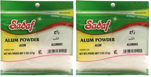 Sadaf Alum Powder - Aluminum Granulated Powder - Alumbre en polvo - Kosher - 2 oz Resealable Bag (Pack of 2)