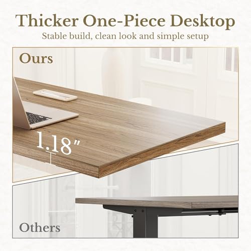 Image of ErGear Height Adjustable Electric Standing Desk, 47.2 x 23.6 Inches Sit Stand up Desk with 1.18 inch Thickness Whole-Piece Desktop, Memory Computer Home Office Desk (Natural Rattan)