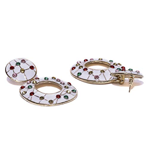 Enamelled Oval CZ Statement Drop Earrings