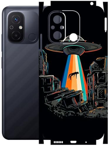 Image of AtOdds - Full Body Back Screen Guard Protector Film - Lamination Wrap Skin Sticker Compatible with REDMI 12C | Scratchproof Matte Finish (Alien Invade)