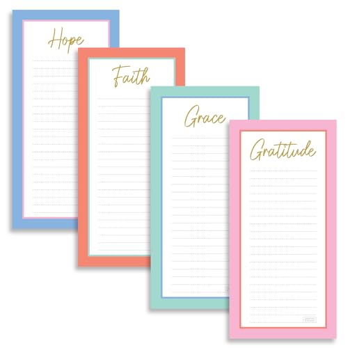 S&O Magnetic Notepads for Refrigerator 4 Pack, Strong magnet sheets for Fridge Sets - Magnetized List Pages for freezer - Sticky Notes for cooler - 3.5” x 7”, 45 Pages
