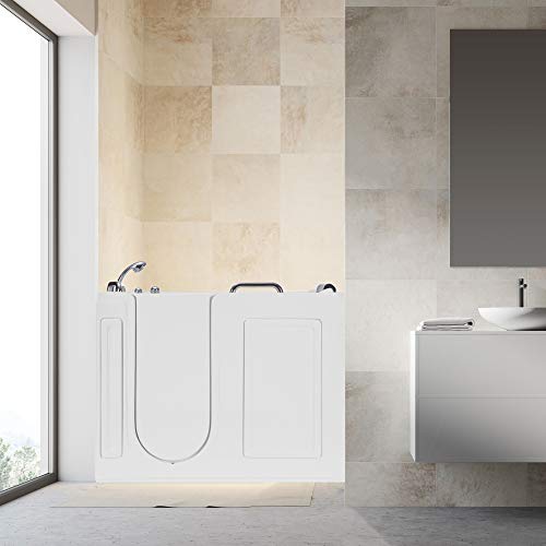Empava 53 In. Acrylic Whirlpool Walk-In Tub Water Jets Alcove Bathtub With Left Side Door , White #TOP5