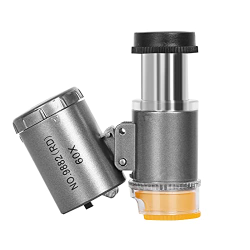 Staright Lupa 60X com lente de aumento iluminada com 2 luzes LED e 1 luz UV comprimento focal ajustá