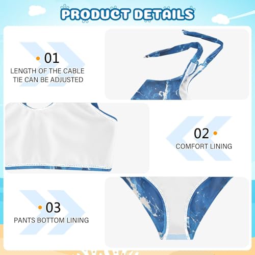 KLL Dark Blue Marble Girls' Two Piece Bikini Sets Beach Swimsuits Swimming Suits Adjustable Strap4