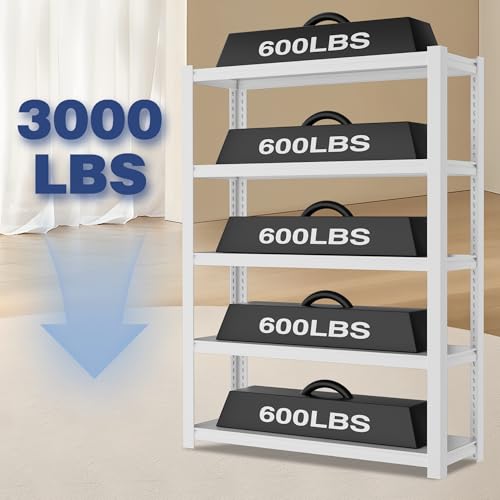 Image of WORKPRO 5-Tier White Shelving with Board, 36.2 inchWx16.5 inchDx72 inchH, 3000LBS Load