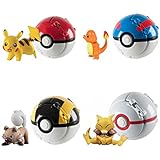 （4pcs） Battle Action Figures with Pokeball Ball Pack,Collection Pocket Monster Action Figure for...