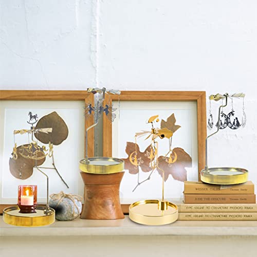 Oautosjy Rotary Candle Holder Rotating Angels Tea Light Candle Holder Spinning Candle Holder Tray Stainless Steel Round Tray Magnetic Candlestick Stand Desktop Ornament Home Decor Gift For Women Girls #TOP5