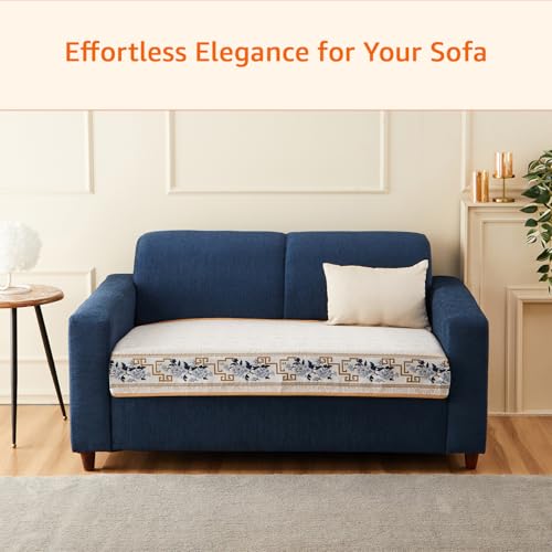 Image of Amazon Basics Jacquard Sofa Cover for Two Seater, Smooth Plain Weave, Non-Slip Sofa Pad, 70x120 cm, Soft Silicone Grip Dots, 100% Polyester, Machine Washable - Grey