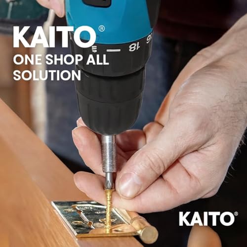 Image of KAITO 12V Cordless Drill Machine Kit | 2-Speed Electric Screwdriver Drill Set with Accessories | 10mm Keyless Chuck | 1500 RPM | Multi-Torque Clutch | 2 x 1.5Ah Batteries | For Home & Professional Use