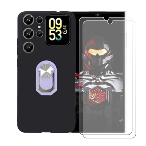 CongJiaLingXi �P�[�X �K�p �� Oukitel C62 GT (6.88") �����O�T�|�[�g+ [2�p�b�N]�����K���X�X�N���[���v���e�N�^�[�A�_��ȃV���R�[���V�F���o���p�[TPU�ی�J�o�[�������,�p�[�v��