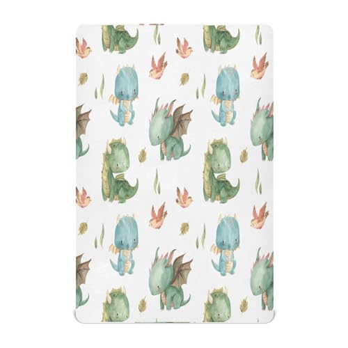 Image of FUGIDOG Cute Dragon Baby Crib Sheets for Boys and Girls Soft & Breathable Baby Sheet Fitted Crib Sheet for Standard Size Crib and Toddler Mattress, 28x52 inch