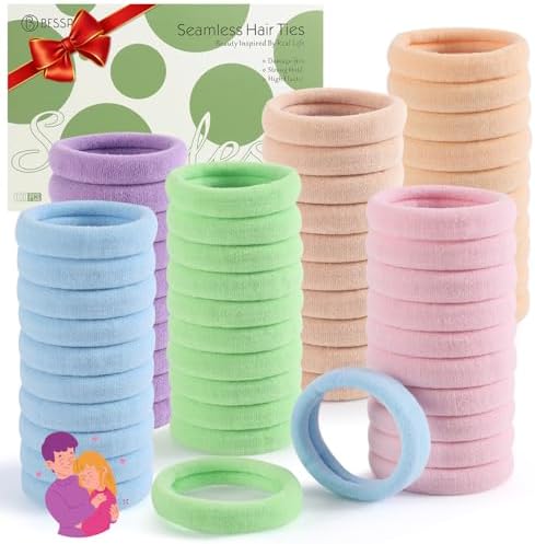 Bessrung 100PCS Candy Color Seamless Elastic Hair Ties No Damage for Women