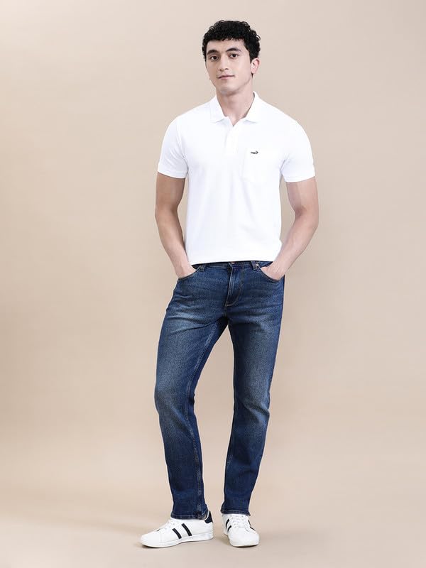 Image of CROCODILE Men's Solid Casual Wear T-Shirt | Polo Neck | Half Sleeves | Pull On | Regular