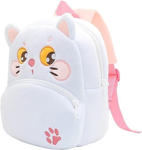 blue tree Cute Kids Backpack Toddler Bag Plush Animal Cartoon Mini Travel Bag for Baby Girl Boy 1-5 Years (small, White cat, White cat) 1
