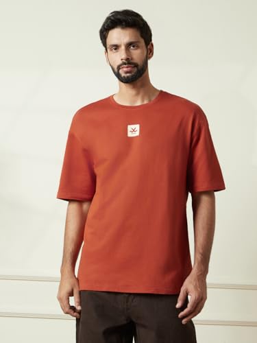 Image of WROGN Men's 100% Cotton T-Shirt | Back Graphic Print | Oversized Fit