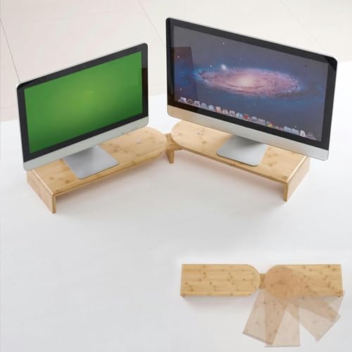 Support d'écran double en bois noble et rehausseur de bureau premium - 2
