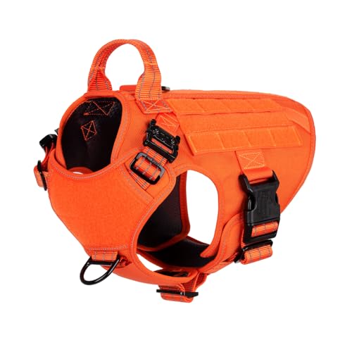 ICEFANG Tactical Dog Harness, Medium Size,2X Metal Buckle,Working Dog MOLLE Vest with Handle,No Pulling Front Leash Clip,Hook and Loop Panel (Orange,M (Pack of 1)) - image 7