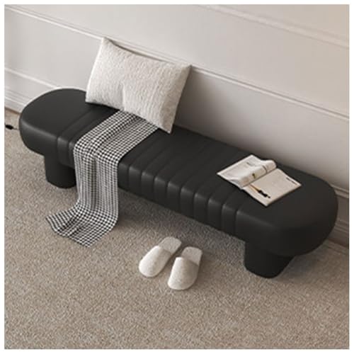 Banco otomano Moderno, reposapiés y Asiento multifuncionales tapizados de Lujo for Dormitorio y Entrada(Black,80cm/31.50in)