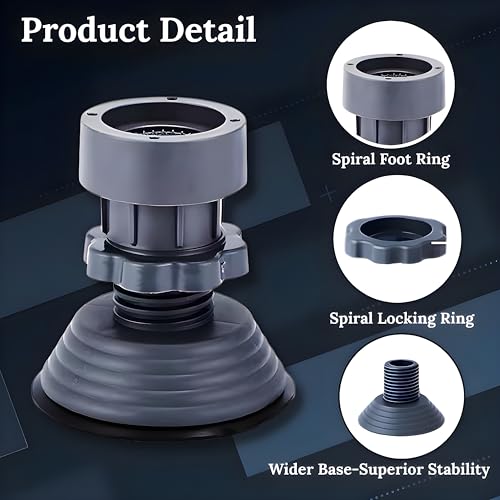 Image of HM Heavy Duty Adjustable Washing Machine Stand | Anti Vibration Pads for Washing Machine | Fridge Stand | Top Load | Front Load | Bushes | Upto 9 Kg Machine (Set of 4 - Heavy)