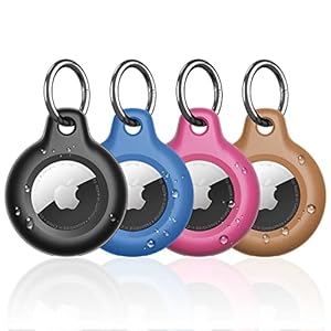 Supfine Waterproof Airtag Holder,4 Pack Air Tag Keychain,Hard PC+TPU Full Body Protective Tracker Case with Loop Key…