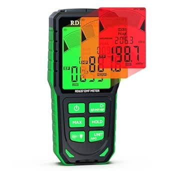 RDINSCOS EMF Detector - 3-in-1 Electromagnetic Field Meter for 5G, WiFi, and Smart Meters