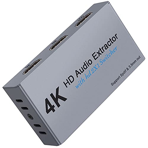 LiNKFOR HDMI Audio Extractor 4K@30hZ 3D HDMI Audio Extractor avec HD 1x2 HDMI Switcher HDMI vers Optique SPDIF Toslink Adaptater Support 2CH/5.1CH 3.5mm Audio Stéréo pour PS4 Lecteur DVD Blu-Ray TV HD