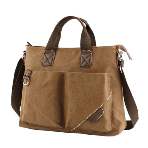 Bolso de lona para hombre tipo maletín vintage de 14 pulgadas y bandolera retro de negocios