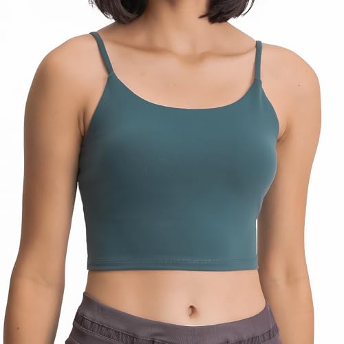 Image of Women's Strappy Stretch Sports Bra Longline Yoga Tank Top Fitness Bra Workout Camisole Crop Tops for Teen Girl