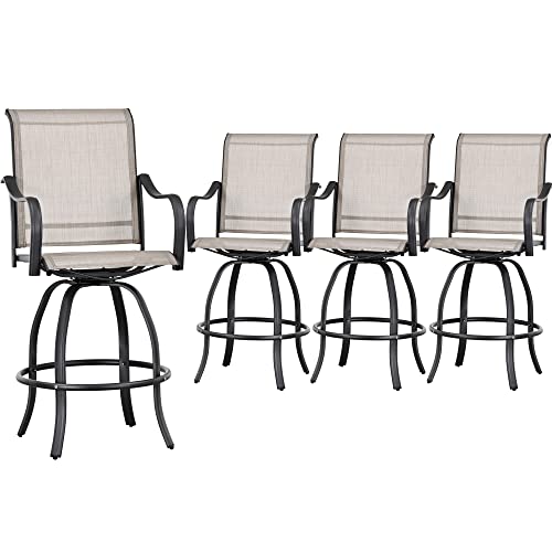 Image of LOKATSE HOME Outdoor Swivel Bistro Stool Set of 4 for Balcony, Poolside, Backyard, Garden, Grey