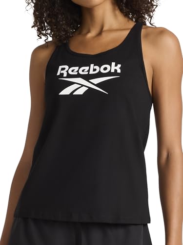 Reebok Women’s Identity Big Logo Short Sleeve T-Shirt, Standard Fit, Lightweight 100% Cotton Jersey Fabric, Black, X-Small - image 1