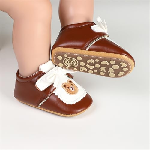 Image of HsdsBebe Baby Boys Girls Pu Leather Hard Bottom Walking Sneakers Toddler Rubber Sole First Walkers Infant Cartoon Slippers Crib Shoes