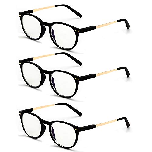 3 Pack Blue Light Blocking Reading Glasses for Women and Men, 2.0 TR90 Computer Reading Glasses Fashion Blue Light Filter Reader with Spring Hinge Lightweight Frame