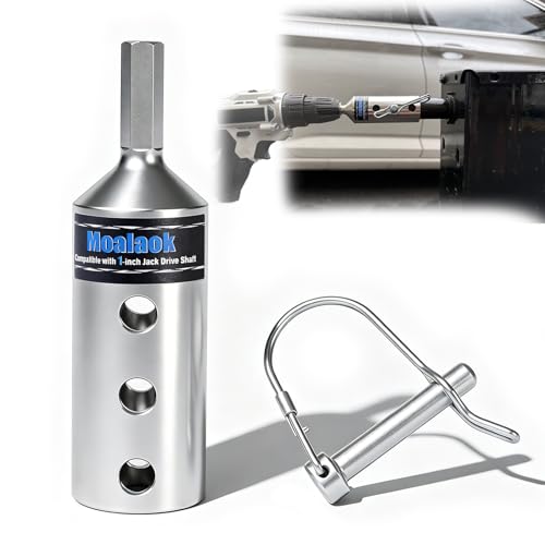 Image of Heavy Duty Trailer Jack Drill Adapter, Fits for 1 Inch Jack Drive Shaft Top Wind Trailer Jacks， Integrated with Chuck Adapter Socket Adapter Bit Attachment for Most of Cordless Drill