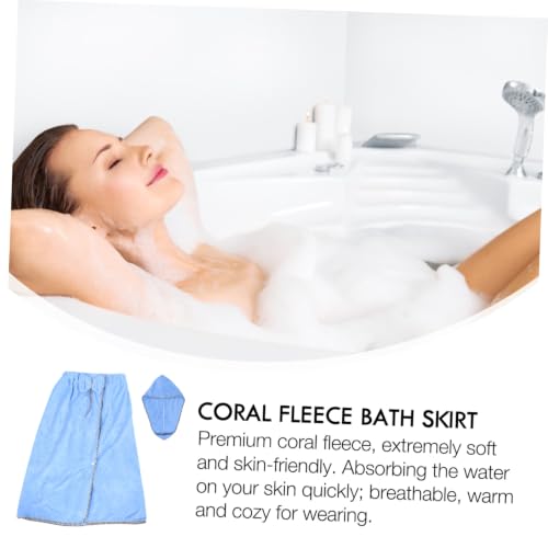 Falda de baño ajustable de vellón coral para evitar caídas y secar rápido 5