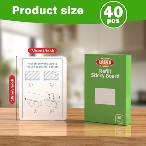 Image of LFSYS 40 Packs Refill Card(Refills Only) for Plug in UV Light Fly Trap, Sticky Board Refills for LFSYS Plug-in Fly Trap