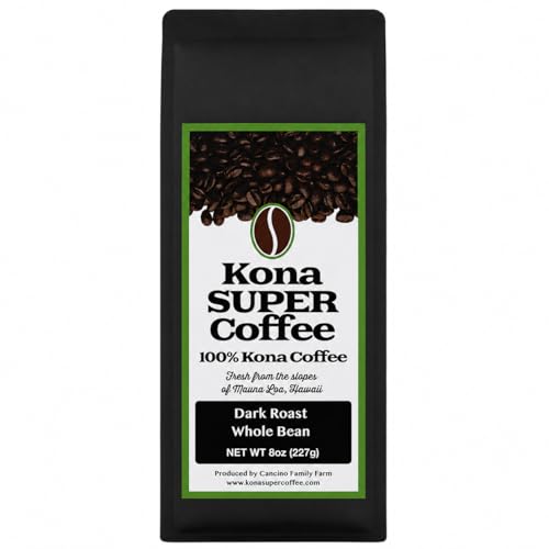 Kona Super Coffee 100% Kona Café en Grano 8oz Bolsa