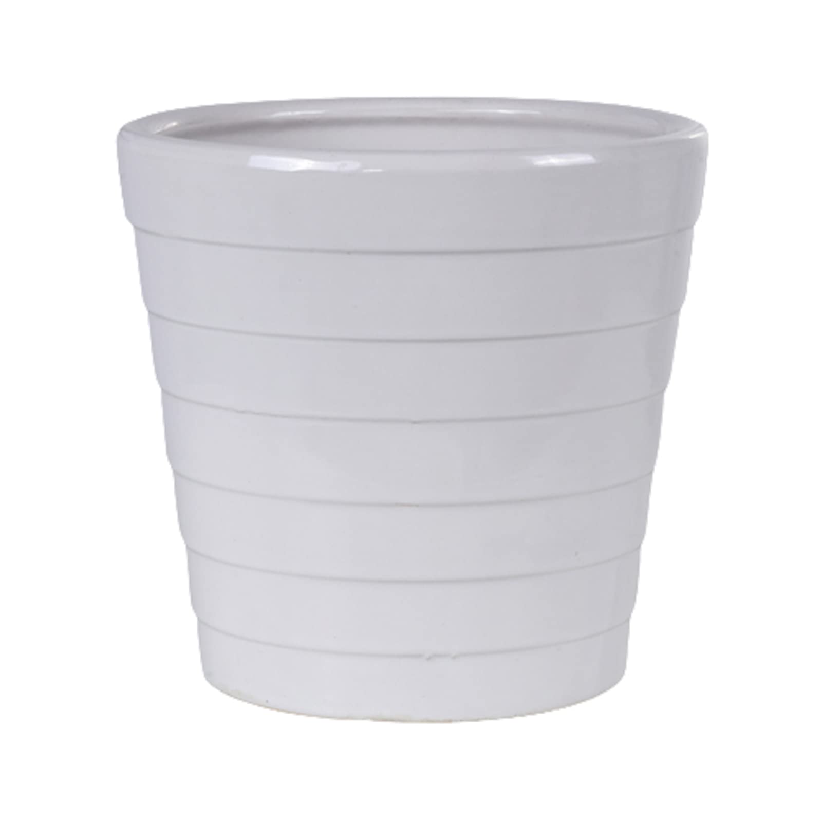 Vasi da Giardino Vasi per Piante in Ceramica, Fioriere con Foro di Drenaggio, Vasi da Giardinaggio Moderni con Strisce Orizzontali per Interni Esterni, Bianco