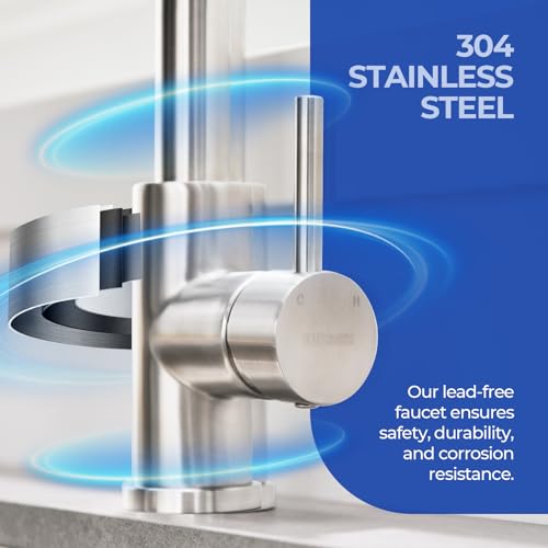 Image of WEWE Pull-Down Kitchen Faucet, Pot Filler, Brushed Nickel, Bar Sinks