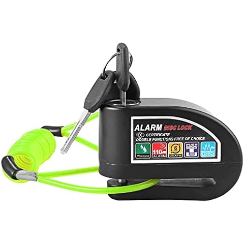 EYPINS Alarm Disc Brake Lock Motorcycle Two Modes Disc Lock Motorbike 110dB Alarm Sound Waterproof Disc Wheel Security Lock with 1.2m Reminder Cable and Carry Pouch for Bike Scooter Cover
