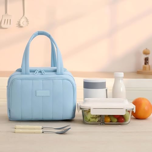 Image of SVH Thermal Food Lunch Tote for Women & Kids | Insulated Lunch Bag with Leak-Resistant Lining, Double Zipper & Front Utility Pocket for Daily Meals (Ocean Mist)