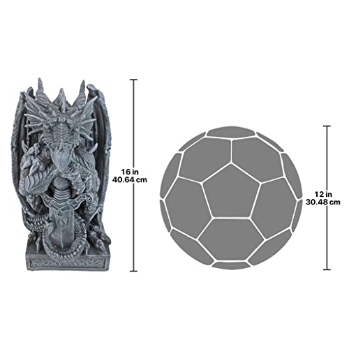 Design Toscano Cl2897 Sword, The Arthurian Dragon Sentinel Statue, 16 Inch, Gray Stone Finish #TOP6
