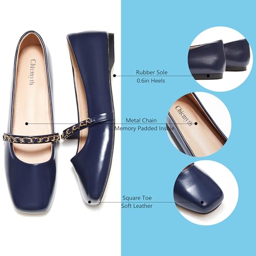 Mary Jane Flats;Square Toe Metal Chain Flats;Tweed Fabric Delicate and Elegant Women Shoes2